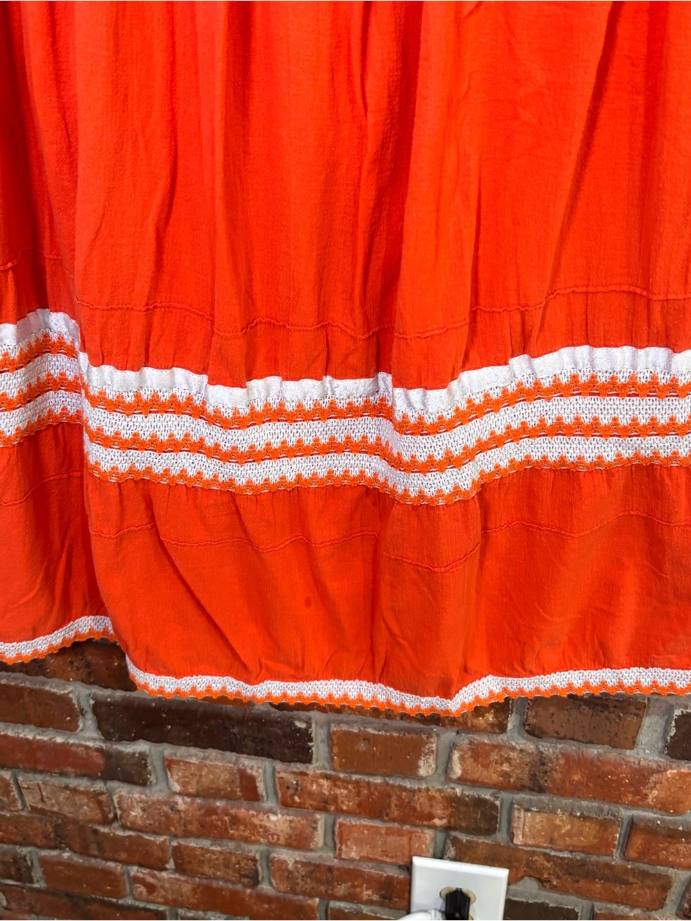 Womens 70’s mexican Huipil boho crochet babydoll dress orange L - Picture 2 of 4